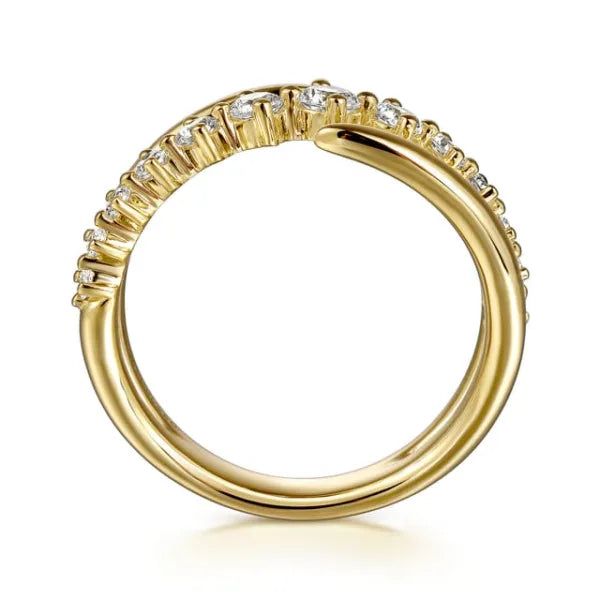 14K Yellow Gold 0.50CTW Diamond Bypass Ring