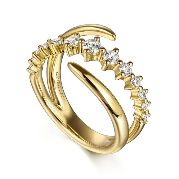 14K Yellow Gold 0.50CTW Diamond Bypass Ring