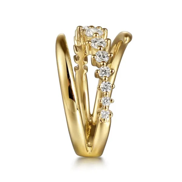 14K Yellow Gold 0.50CTW Diamond Bypass Ring