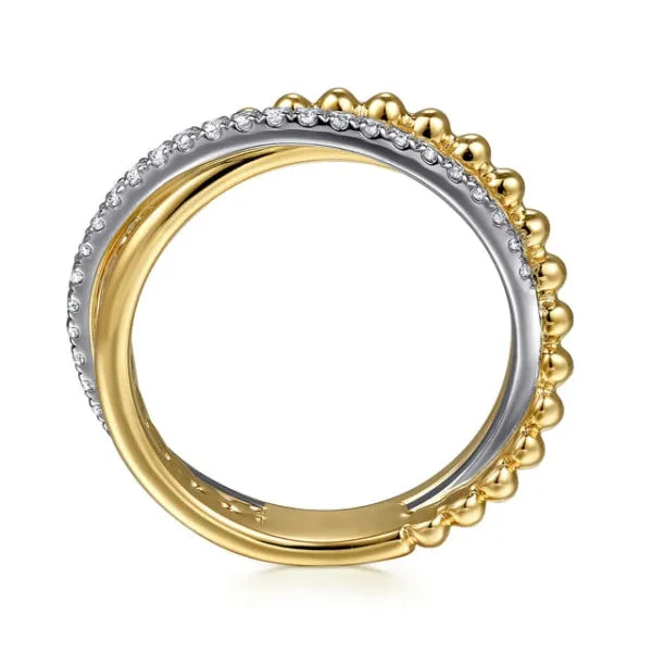 14K White & Yellow Gold Bujukan Diamond Criss Cross Ring