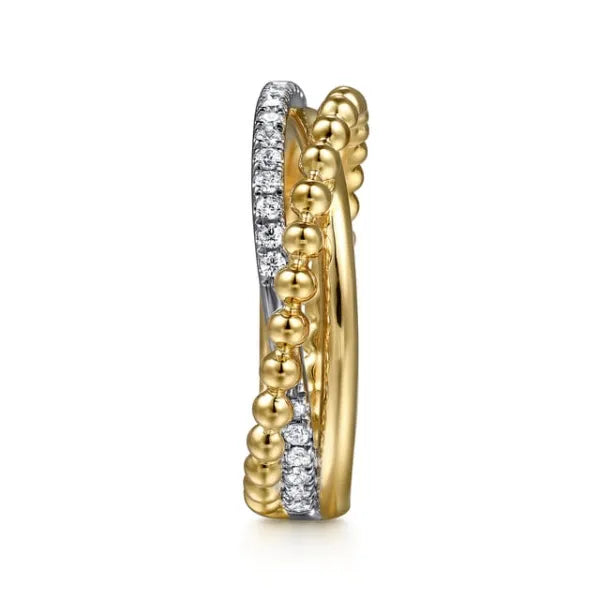 14K White & Yellow Gold Bujukan Diamond Criss Cross Ring