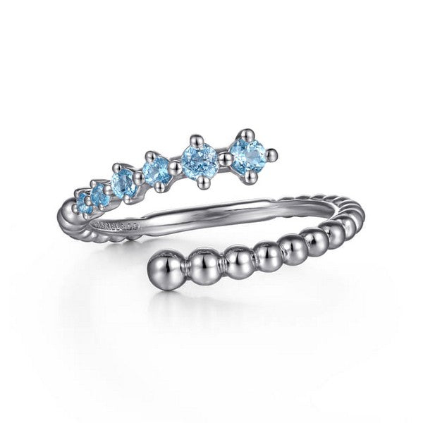 Sterling Silver Bujukan and Blue Topaz Bypass Ring
