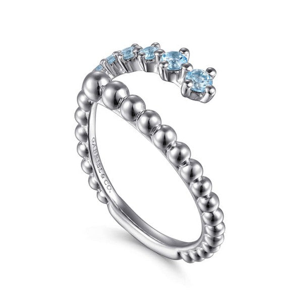 Sterling Silver Bujukan and Blue Topaz Bypass Ring