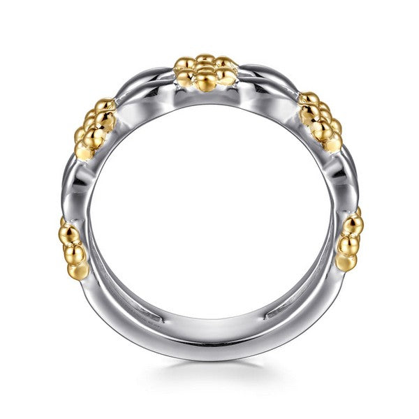 14K Yellow Gold & 925 Sterling Silver Bujukan Easy Stackable Ring