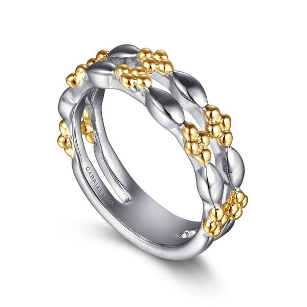 14K Yellow Gold & 925 Sterling Silver Bujukan Easy Stackable Ring