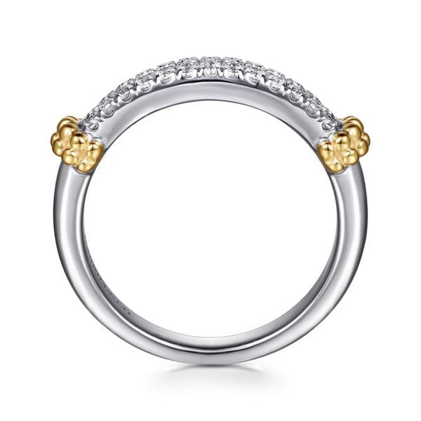 14K Yellow Gold and 925 Sterling Silver Bujukan White Sapphire Stackable Ring