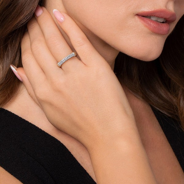 14K Yellow Gold and 925 Sterling Silver Bujukan White Sapphire Stackable Ring