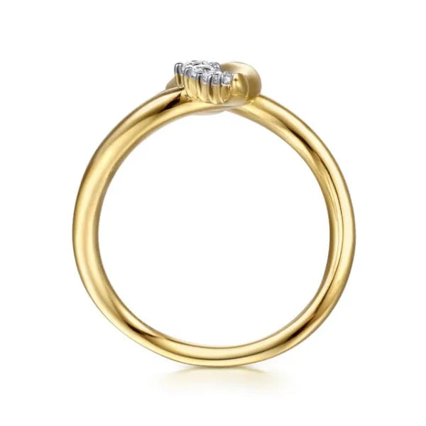 14K Yellow Gold 0.15CT Diamond Snake Twisted Ring