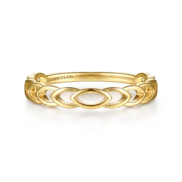 14K Yellow Gold Marquise Shape Stackable Ring