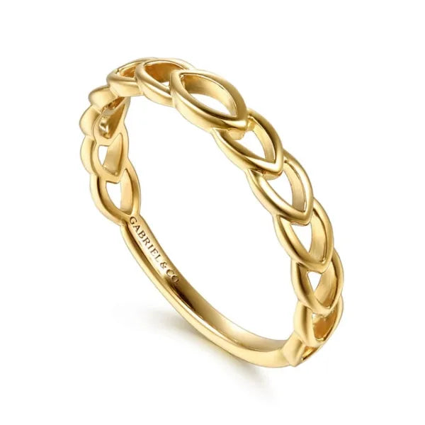 14K Yellow Gold Marquise Shape Stackable Ring