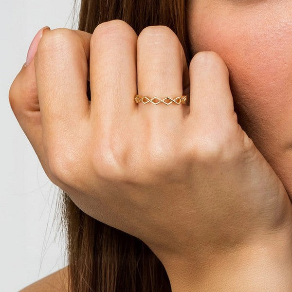 14K Yellow Gold Rhombus Shape Stackable Ring