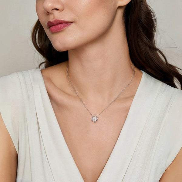 925 Sterling Silver Swirling Cultured Pearl Pendant Necklace