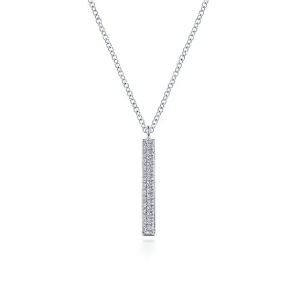 14K White Gold Diamond Drop Pendant Necklace