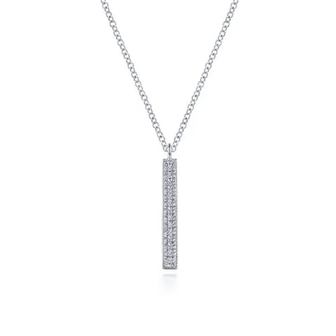 14K White Gold Diamond Drop Pendant Necklace