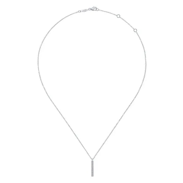 14K White Gold Diamond Drop Pendant Necklace