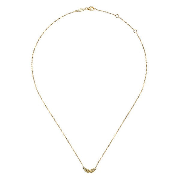 14K Yellow Gold Angel Wings Necklace