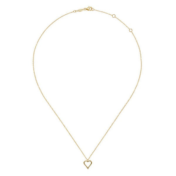 14K Yellow Gold Open Heart Pendant Necklace