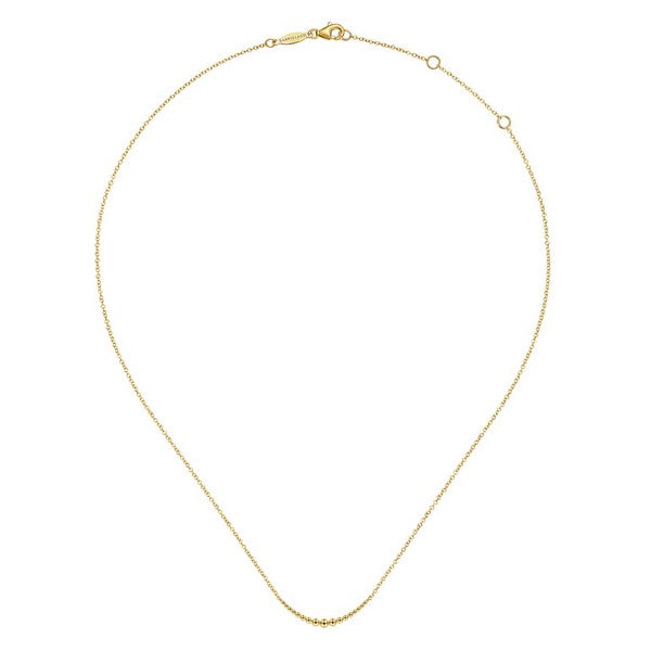 14K Yellow Gold Graduating Bujukan Bead Curved Bar Necklace