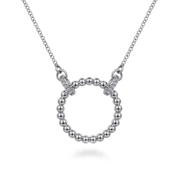 925 Sterling Silver Bujukan White Sapphire Open Circle Pendant Necklace