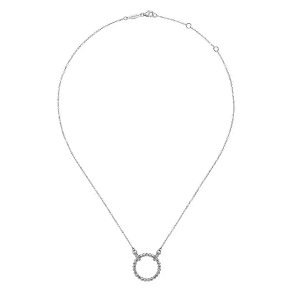 925 Sterling Silver Bujukan White Sapphire Open Circle Pendant Necklace