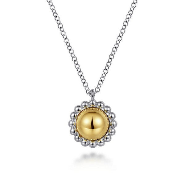 Lady's Two Tone Silver And 14K Gold Bujukan Collection Necklace