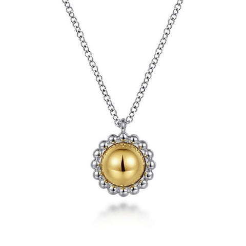 Lady's Two Tone Silver And 14K Gold Bujukan Collection Necklace