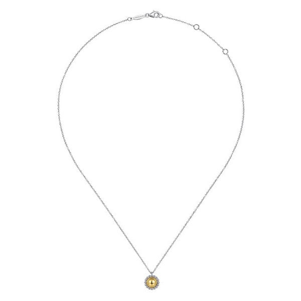 Lady's Two Tone Silver And 14K Gold Bujukan Collection Necklace