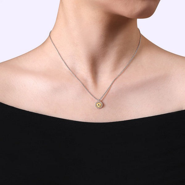 Lady's Two Tone Silver And 14K Gold Bujukan Collection Necklace