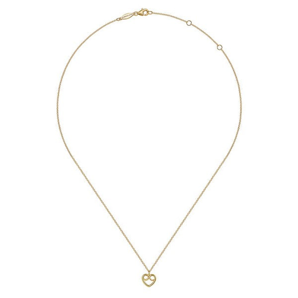 14K Yellow Gold Infinity Heart Pendant Necklace