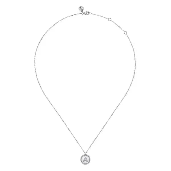 Lady's White Silver Bujukan Diamond Inital A Necklace