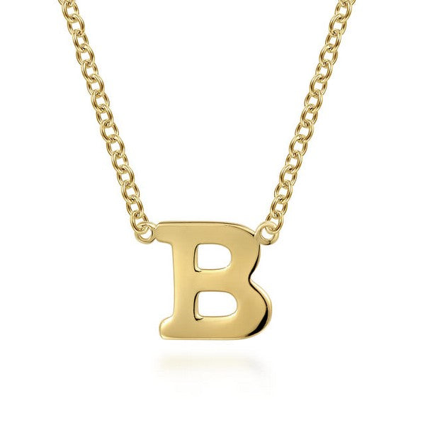 14K Yellow Gold B Initial Necklace