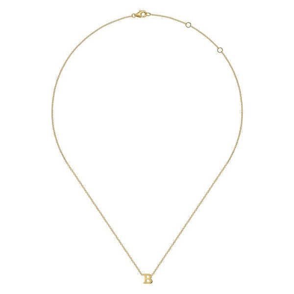 14K Yellow Gold B Initial Necklace