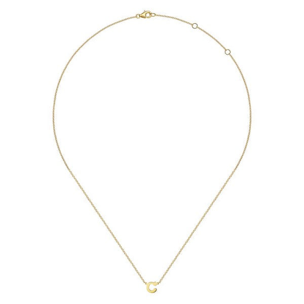 14K Yellow Gold C Initial Necklace
