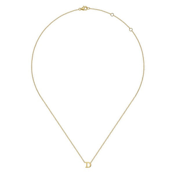 14K Yellow Gold D Initial Necklace