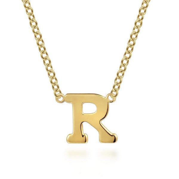 14K Yellow Gold R Initial Necklace Serial #S2216895
Size 17.5