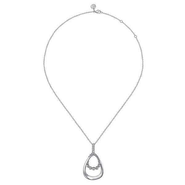 925 Sterling Silver White Sapphire Bujukan Teardrop Pendant Necklace