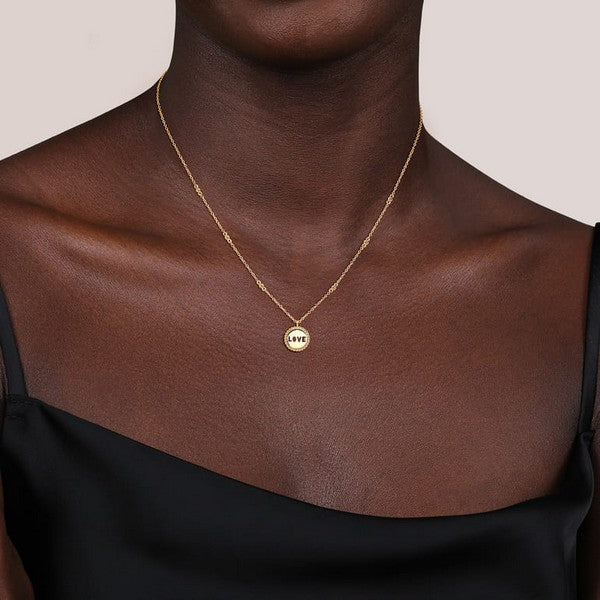 14K Yellow Plain Gold Bujukan Love Medallion Necklace