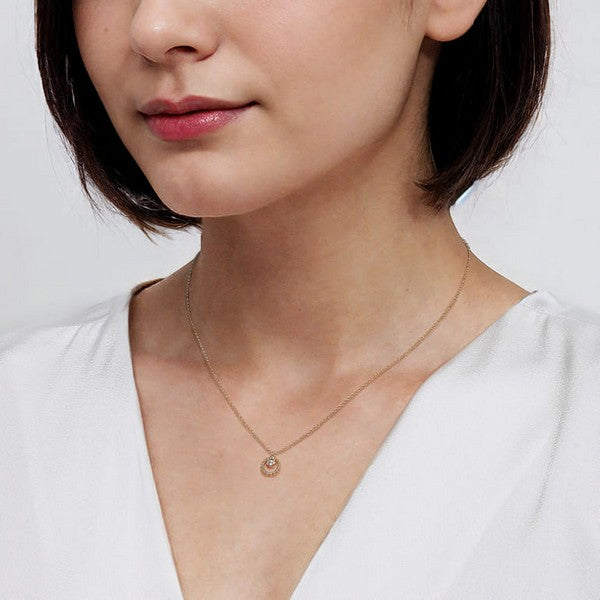 14K Yellow Gold Bujukan and White Sapphire Pendant Necklace