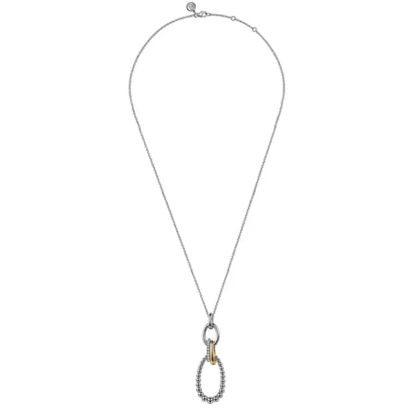Lady's Two Tone Silver And 14K Gold Bujukan White Sapphire Necklace