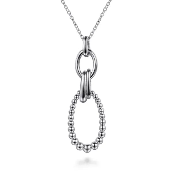 Lady's Two Tone Silver And 14K Gold Bujukan White Sapphire Necklace