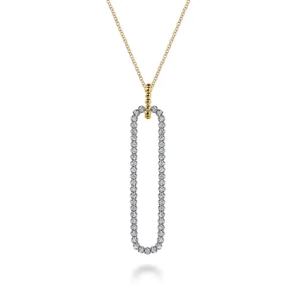 14K White & Yellow Gold Bujukan Beads and 0.73CTW SI1/2  Diamond Pendant Necklace