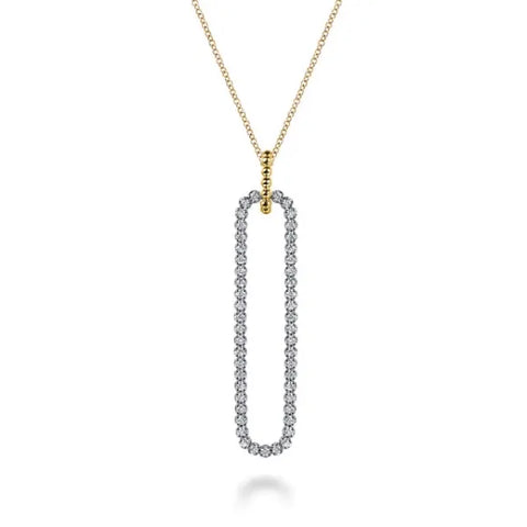 14K White & Yellow Gold Bujukan Beads and 0.73CTW SI1/2  Diamond Pendant Necklace