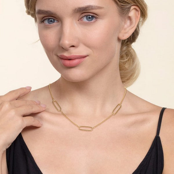 14K Yellow Plain Gold Bujukan and Link Station Necklace