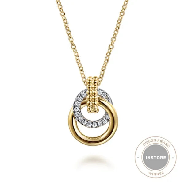 14K White & Yellow Gold Bujukan 0.24ct Diamond Pendant Necklace