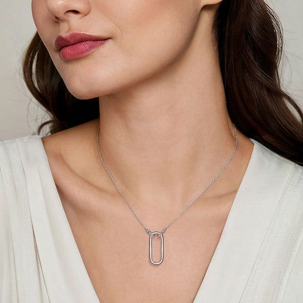 Silver Bujukan Link Pendant Necklace Length 17 Inches