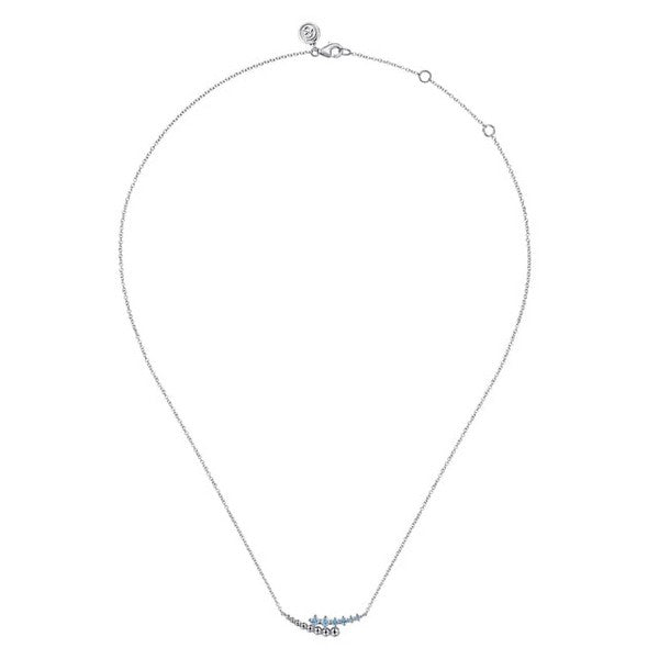 Sterling Silver Bujukan and Blue Topaz Bypass Bar Necklace