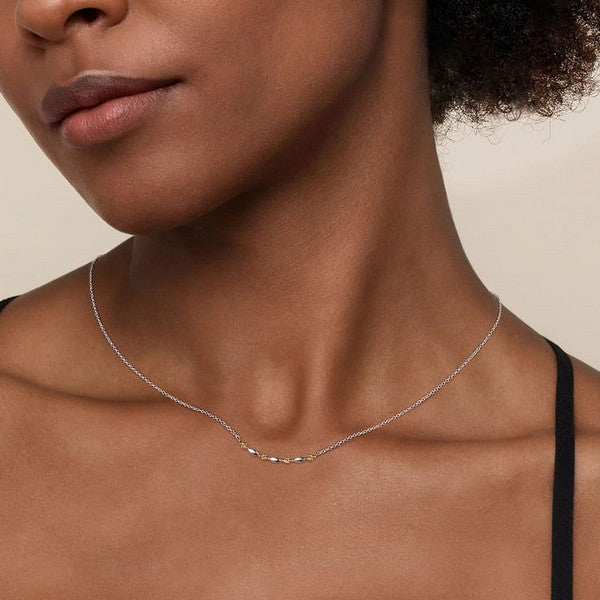14K Yellow Gold & 925 Sterling Silver Bujukan Two Tone Bar Necklace
