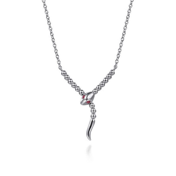 Sterling Silver Snake Bujukan Ruby Y Necklace