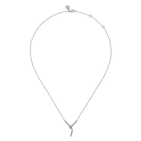 Sterling Silver Snake Bujukan Ruby Y Necklace