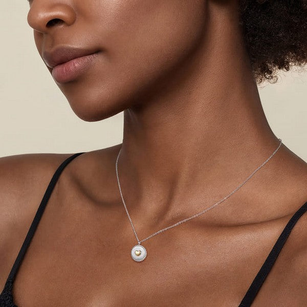 14K Yellow Gold & 925 Sterling Silver Bujukan Heart Medallion Pendant Necklace